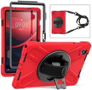 TSQQST Case for Lenovo M11 Tablet/Tab K11 LTE 2024 for Kids | Shockproof Protective Case Cover with Kickstand & Hand Strap Carrying Strap for Lenovo Tab M11 11 Inch | Red