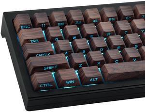 Tsungup Custom Keycaps 75 Percent,PBT Side Print 136 Keys Retro Brown Key caps Wooden Walnut Textures Keycap Set,Shine Through Duy Sub Cherry Profile Keyboard Keycaps