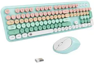 Ubxxziy Wireless Keyboard and Mouse Combo with Switch Button- 2.4GHz Cordless Typewriter Keyboard | Auto-Sleep | USB Receiver for Windows PC/Laptop - Blue to Pink Gradient