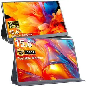 Upperizon Portable Monitor Bundle 1080P 15.6 inch with Cover HDR IPS Travel Monitor HDMI USB-C Portable Monitor for Laptop MacBook PC Surface Xbox Game Console, VESA Compatible