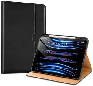 VIKESI Case for iPad Air 13 inch (M3) 2025 / (M2) 2024,Premium Leather Folio,Apple Pencil Holder,Auto Sleep/Wake,Stand Cover - Black