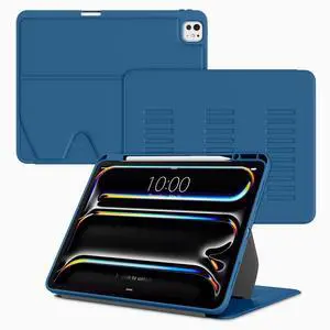 VIKESI Case for iPad Pro 13-inch M4 2024 Release, Multiple Angles Magnetic Stand Cover, Shockproof Soft Back with Pencil Holder,Support Auto Sleep/Wake, Navy Blue