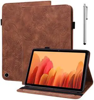 VODEFOX Case for Amazon Kindle Fire Max 11 Case (13th Generation, 2023 Release) 11",PU Leather Folio Stand Embossed Lace Flower Stand Cover with Elastic Band Stylus for Fire 11 Tablet - Brown