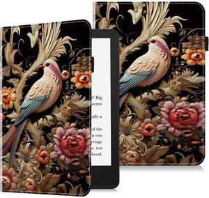 VODEFOX Case for 6.8" Kindle Paperwhite 11th Generation 2021,Kindle Paperwhite Signature Edition Case,PU Leather Book Cover with Auto Wake/Sleep - Flower Birds