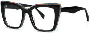 VOOGLAM Kaipo Women's Black Acetate Square Blue Light Blocking & UV400 Eyewear for Eyestrain Relief