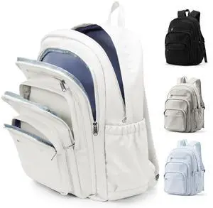 weradar School Backpack For Women Men, Lightweight Casual Daypack College Backpacks, Aesthetic Students Bookbag, Backpack With Lots Of Pockets,Cute High School Bag For Boys Girls(Beige)