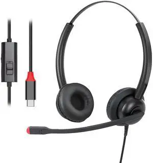 Xintronics USB-C Headset, Type C Headset with Microphone Noise Cancelling, Wired USB C Headphones for PC Laptop Mac iPhone Android Samsung Teams Zoom Skype Home Office Online Class