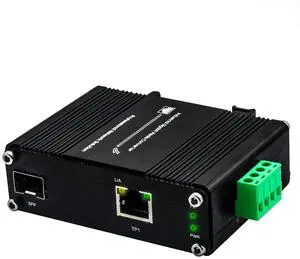 Mini Industrial SFP Ethernet Media Converter, 12~48VDC Input, DIN-Rail & Wall Mount, Full/Half-Duplex,10/100/1000Base-T to 100/1000Base-X SFP, -40degF to 167degF Operating Temperature