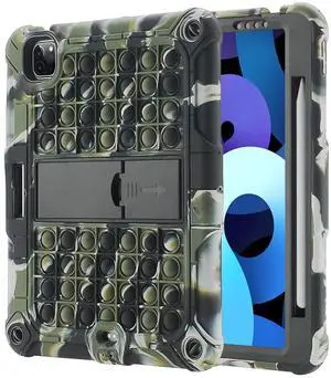 XZC for iPad Air 5th Generation Case 2022/ iPad Air Case 4th Generation 2020 10.9 Inch, iPad Pro 11 inch Case 2018 2020 2021 Shockproof Cover with Pencil Holder Kickstand Shoulder Strap (Camouflage)