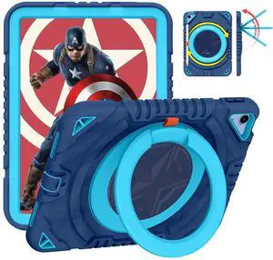 XZC Case for iPad (A16) 11th Generation 11 Inch 2025/ iPad 10th Generation 10.9 Inch 2022 Heavy Duty Shockproof Rugged Cover with Rotating Stand/Pencil Holder/Carrying Shoulder Strap (Blue 1)