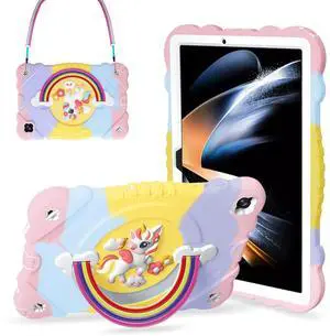 XZC Case for Samsung Galaxy Tab A9+/ A9 Plus Case 11" 2023 (SM-X210/X216/X218), Unicorn Heavy Duty Shockproof Protective Case with Stand/Shoulder Strap for Kids Girls Women (Rainbow)