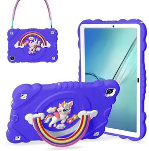 XZC Case for Samsung Galaxy Tab A8 10.5 inch (SM-X205N/X200N/X207) 2021/2022 Unicorn Heavy Duty Shockproof Protective Cover with Adjustable Shoulder Strap (Purple)