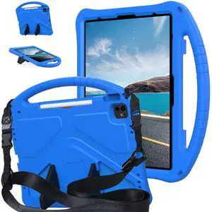 YRH Case for iPad Air 13 inch (M2/M3) 2024/2025, for iPad Pro 13 inch (M4) 2024/12.9 inch (M2) 2022, EVA Shockproof Cover with Strap Handle Stand, Blue
