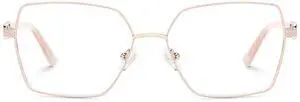 Zeelool Blue Light Blocking Glasses for Women, Metal Fashion Glasses Frame Eyeglasses with Non-prescription Clear Lenses ZJGM374867-03B
