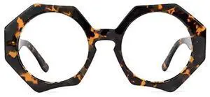 Zeelool Stylish Oversized Acetate Geometric Blue Light Blocking Glasses Eyewear for Women Hugh ZOP01887-02B Tortoise-Gold