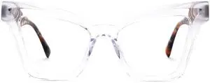 Zeelool Cat Eye Blue Light Blocking Glasses for Women, Oversized Glasses Frame Eyelasses with Anti UV Glare & Eyestrain Lens Andrea ZJGA305500-03B Transparent