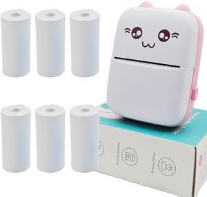 Zplumestarxx Mini Portable Small Printer Paper 6 Rolls Sticker Printer Machine Mini Printer Sticker Printer Study Printer for Pictures Photos Compatible with Android and iOS Wireless&Bluetooth Pink