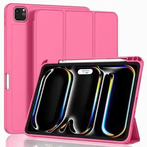 ZryXal 2024 iPad Pro 11 Inch Case M4 (5th Generation) with Pencil Holder, Smart iPad Case [Support Pencil Pro and Pencil (USB-C)], Support Touch ID and Auto Wake/Sleep (Watermelon)