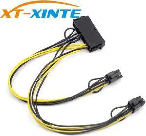 ATX 24Pin to Dual 6 Pin PCI-E Graphics Card Power Cable With Boot PCI-Express Graphics Adapter Cable Wire 18AWG 30cm