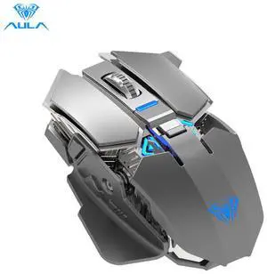 AULA SC300 2.4G Wireless Charging the Mouse 1200DPI 6 Buttons Large Capacity Battery Optical Mouse, Grey AULA SC300 2.4G Wireless Charging the Mouse 1200DPI 6 Buttons Large Capacity Battery Optical Mouse, Grey