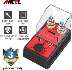 ANCEL Car Spark Plug Tester with Two Spark Plug Socket Spark Tester 100-240v with Protective Cover Ignition Tester Heat Resistance Spark Tester Automotive Tools 0 to 6000rpm Adjustable