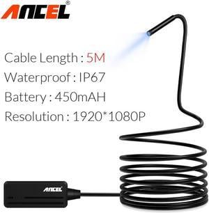 ANCEL W655 Endoscope WIFI IP67 Waterproof Wireless Borescope Micro Snake Camera 1080p HD for Android Phone, 5m Cable