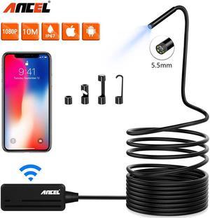 ANCEL W655 WIFI Endoscope IP67 Waterproof Borescope 6LED Lights Snake Camera 1080p HD for Android IOS PC , 10m Cable