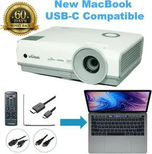ViviTek D859 DLP Professional Projector - New MacBook Mac iOs USB-C Compatible for Multipurpose Use