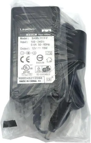 New Original Linksys SA06L1113-V Power Supply Adapter 12V 1.25A 15W w/PC