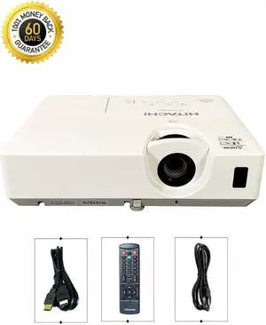 Hitachi CP-X3042WN 3LCD Projector 3200 ANSI HD 1080p Widescreen for Home Theater and Presentations Multipurpose Use with Accessories Bundle (Power Cable, HDMI Cable, Remote)