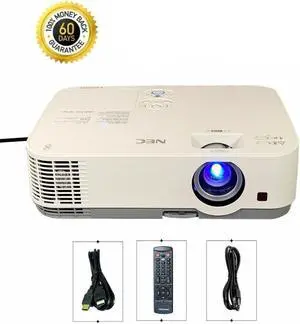 NEC ME331X 3LCD Projector Portable 3300 Lumens 1080p High Contrast For Home and Office Multipurpose Use with Accessories Bundle (Power Cable, HDMI Cable, Remote Control)