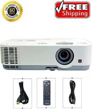 NEC ME331W 3LCD Projector 3300 Lumens HD 1080pWXGA Conference Portable HDMI x 2 with Accessories Bundle (Power Cable, HDMI Cable, Remote)