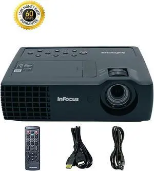 InFocus IN1116 High Contrast DLP Projector WXGA Portable 1080p Full HD 3D HDMI USB with Accessories Bundle (Power Cable, HDMI Cable, Remote)