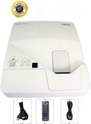 NEC UM351W 3LCD Widescreen Projector 3500 Lumens WXGA Ultra Short Throw HD 1080p HDMI LAN Speakers with Accessories Bundle (Power Cable, HDMI Cable, Remote)