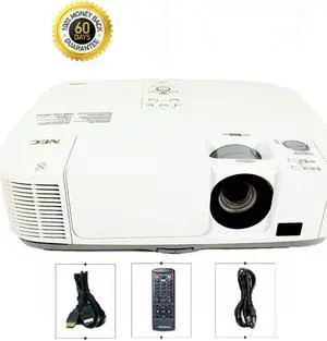 NEC P350W 3LCD Widescreen Projector 3500 Lumens HD 1080p WXGA Wireless LAN HDMI with Accessories Bundle (Power Cable, HDMI Cable, Remote)