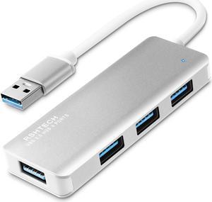USB Hub 3.0, RSHTECH 4 Port USB 3.0 Ultra Slim Aluminum Data Hub USB Port Expander Portable USB Splitter (Silver)