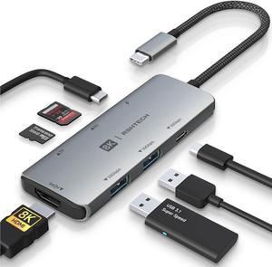 Hub USB alimentado, Rosonway 10 puertos USB 3.1/3.2 Gen 2 Hub 10Gbps con  adaptador de corriente de 36 W (12 V/3 A), cables tipo A y tipo C, divisor  de
