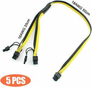 5pcs PCI-E 6Pin to Dual 6+2-pin Power Splitter Cable 18AWG Graphics Card 6Pin to Dual 8Pin PCIE PCI Express Power Cable