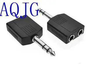 5Pcs/Lot 6.35mm 1/4" Stereo Plug To 2 RCA Splitter Audio Adapter Converter Male to Female Audio Transmission Adapters