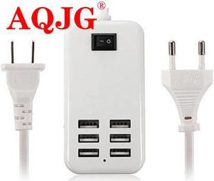 est 6 Port Portable USB Hub Desktop Wall Charger AC Power Adapter EU Plug Slots Charging Extension Socket Outlet With Switch
