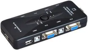 4 Port hub USB 2.0 KVM VGA/SVGA Switch Box Adapter Connects Printer Intelli keyboard Mouse 4 Computers Use 1 monitor  arrival