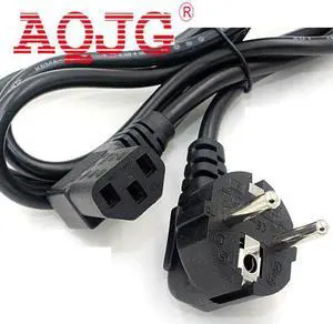 1.5M C13 IEC Kettle 90 Degree to European 2 pin Round AC EU Plug Power Cable Lead Cord PC