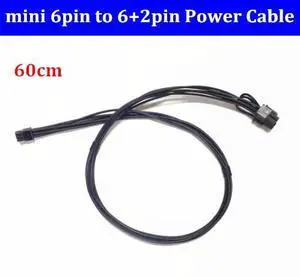 10pcs/lot  Mini 6pin to 8(6+2)pin PCIe PCI-E Power Cable for Apple iMAC Mac Pro G5 Tower Video Card 60cm 6P Male to 8Pin Male