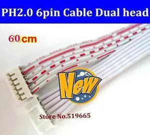 100pcs/lot  JST PH2.0mm 2.0  terminals cable  connector female  wiring 6pin 60cm Dual Head connector  on each end