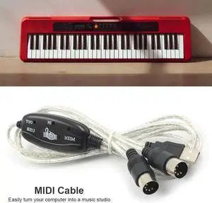 USB IN-OUT MIDI Adapter Cable Set Keyboard Converter Cord PC to Music Electronic Lightweight Portable Music Elements