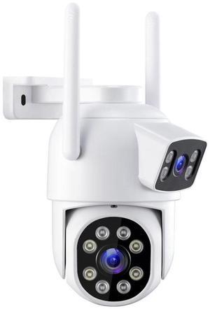 2K Dual-Lens Security Cameras Wireless Outdoor, WiFi6 2.4G/5G Wi-Fi Security Camera, 360° View, Auto Tracking, Human Detection, Spotlight, Color Night Vision, 24/7 Record, Two-Way Talk, Support Alexa