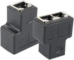 2pcs 1 To 2 Way RJ45 Female Splitter LAN Ethernet Network Cable Double Connector Adapter Port Coupler For Laptop Docking Station