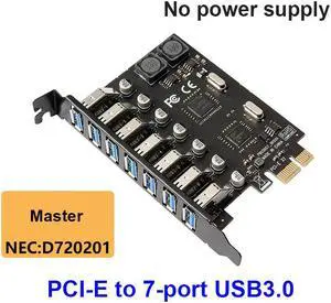 USB 3.0 PCI Express Adapter PCI E To 7 Ports USB 3 Expansion Adapter Card USB PCIe PCI-e X1 Hub controller Converter For Desktop