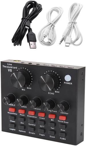 V8 Bluetooth Audio USB Headset Microphone Webcast Live Sound Card 112 kinds of Electric Sound Broadcast for Phone Computer PC