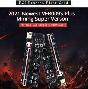 1pcs TISHRIC 2021 VER009S Plus PCI-E PCIE Riser Card 009s PCI Express Adapter Molex 6Pin SATA to USB 3.0 Cable 1X 16X Extender